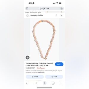 Vintage La rose Elegant Pink Opal Knotted Necklace